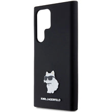 Заредете изображение във визуализатора на галерията – Karl Lagerfeld Silicone Choupette Metal Pin case for Samsung Galaxy S23 Ultra - black
