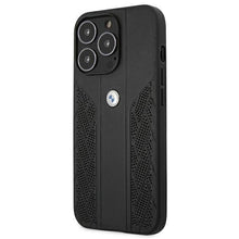 Заредете изображение във визуализатора на галерията – Etui BMW BMHCP13LRSPPK iPhone 13 Pro / 13 6,1" czarny/black hardcase Leather Curve Perforate - TopMag
