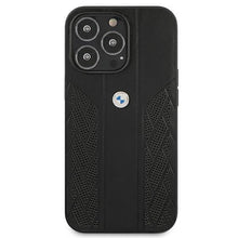 Заредете изображение във визуализатора на галерията – Etui BMW BMHCP13LRSPPK iPhone 13 Pro / 13 6,1" czarny/black hardcase Leather Curve Perforate - TopMag
