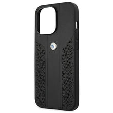 Заредете изображение във визуализатора на галерията – Etui BMW BMHCP13LRSPPK iPhone 13 Pro / 13 6,1" czarny/black hardcase Leather Curve Perforate - TopMag
