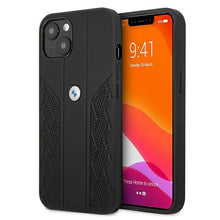 Заредете изображение във визуализатора на галерията – Etui BMW BMHCP13SRSPPK iPhone 13 mini 5,4" czarny/black hardcase Leather Curve Perforate - TopMag
