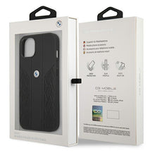 Заредете изображение във визуализатора на галерията – Etui BMW BMHCP13SRSPPK iPhone 13 mini 5,4" czarny/black hardcase Leather Curve Perforate - TopMag
