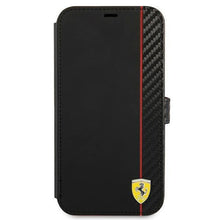 Заредете изображение във визуализатора на галерията – Ferrari FESAXFLBKP13XBK iPhone 13 Pro Max 6,7" czarny/black book On Track Carbon Stripe - TopMag
