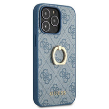 Заредете изображение във визуализатора на галерията – Guess GUHCP13L4GMRBL iPhone 13 Pro / 13 6,1" niebieski/blue hardcase 4G with ring stand - TopMag

