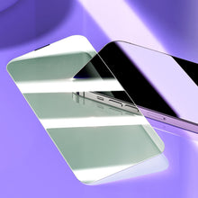 Заредете изображение във визуализатора на галерията – Baseus Full Screen Tempered Glass for iPhone 14 Pro with Anti Blue Light Filter and 0.3mm Speaker Cover + Mounting Frame
