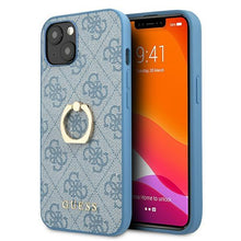 Заредете изображение във визуализатора на галерията – Guess GUHCP13S4GMRBL iPhone 13 mini 5,4" niebieski/blue hardcase 4G with ring stand - TopMag
