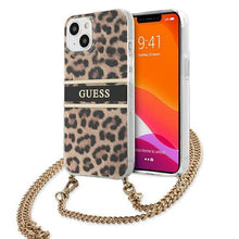 Заредете изображение във визуализатора на галерията – Guess GUHCP13SKBCLE iPhone 13 mini 5,4&quot; Leopard hardcase Gold Strap - TopMag
