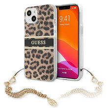Заредете изображение във визуализатора на галерията – Guess GUHCP13SKBSLEO iPhone 13 mini 5,4" Leopard hardcase Gold Chain - TopMag
