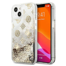 Заредете изображение във визуализатора на галерията – Guess GUHCP13SLGPEGO iPhone 13 mini 5,4" złoty/gold hardcase Peony Liquid Glitter - TopMag
