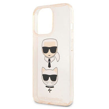 Заредете изображение във визуализатора на галерията – Karl Lagerfeld KLHCP13LKCTUGLGO iPhone 13 Pro / 13 6,1" złoty/gold hardcase Glitter Karl`s &amp; Choupette - TopMag
