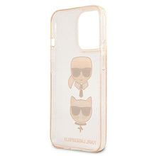 Заредете изображение във визуализатора на галерията – Karl Lagerfeld KLHCP13LKCTUGLGO iPhone 13 Pro / 13 6,1" złoty/gold hardcase Glitter Karl`s &amp; Choupette - TopMag

