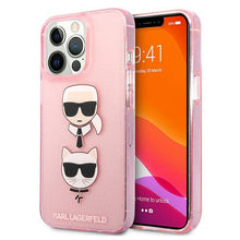 Заредете изображение във визуализатора на галерията – Karl Lagerfeld KLHCP13LKCTUGLP iPhone 13 Pro / 13 6,1" różowy/pink hardcase Glitter Karl`s &amp; Choupette - TopMag
