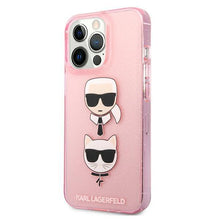 Заредете изображение във визуализатора на галерията – Karl Lagerfeld KLHCP13LKCTUGLP iPhone 13 Pro / 13 6,1" różowy/pink hardcase Glitter Karl`s &amp; Choupette - TopMag
