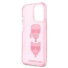 Заредете изображение във визуализатора на галерията – Karl Lagerfeld KLHCP13LKCTUGLP iPhone 13 Pro / 13 6,1" różowy/pink hardcase Glitter Karl`s &amp; Choupette - TopMag
