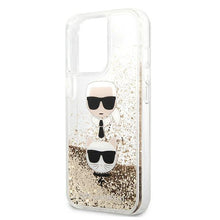 Заредете изображение във визуализатора на галерията – Karl Lagerfeld KLHCP13LKICGLD iPhone 13 Pro / 13 6,1" złoty/gold hardcase Liquid Glitter Karl&amp;Choupette Head - TopMag
