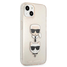 Заредете изображение във визуализатора на галерията – Karl Lagerfeld KLHCP13SKCTUGLGO iPhone 13 mini 5,4" złoty/gold hardcase Glitter Karl`s &amp; Choupette - TopMag
