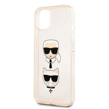 Заредете изображение във визуализатора на галерията – Karl Lagerfeld KLHCP13SKCTUGLGO iPhone 13 mini 5,4" złoty/gold hardcase Glitter Karl`s &amp; Choupette - TopMag
