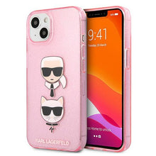 Заредете изображение във визуализатора на галерията – Karl Lagerfeld KLHCP13SKCTUGLP iPhone 13 mini 5,4" różowy/pink hardcase Glitter Karl`s &amp; Choupette - TopMag
