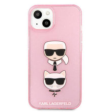 Заредете изображение във визуализатора на галерията – Karl Lagerfeld KLHCP13SKCTUGLP iPhone 13 mini 5,4" różowy/pink hardcase Glitter Karl`s &amp; Choupette - TopMag
