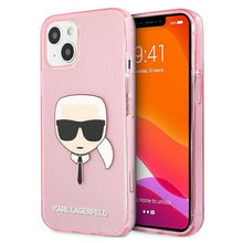Заредете изображение във визуализатора на галерията – Karl Lagerfeld KLHCP13SKHTUGLP iPhone 13 mini 5,4" różowy/pink hardcase Glitter Karl`s Head - TopMag
