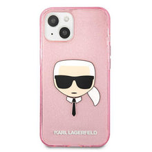 Заредете изображение във визуализатора на галерията – Karl Lagerfeld KLHCP13SKHTUGLP iPhone 13 mini 5,4" różowy/pink hardcase Glitter Karl`s Head - TopMag
