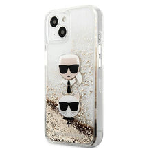 Заредете изображение във визуализатора на галерията – Karl Lagerfeld KLHCP13SKICGLD iPhone 13 mini 5,4" złoty/gold hardcase Liquid Glitter Karl&amp;Choupette Head - TopMag
