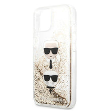 Заредете изображение във визуализатора на галерията – Karl Lagerfeld KLHCP13SKICGLD iPhone 13 mini 5,4" złoty/gold hardcase Liquid Glitter Karl&amp;Choupette Head - TopMag
