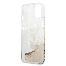 Заредете изображение във визуализатора на галерията – Karl Lagerfeld KLHCP13SKICGLD iPhone 13 mini 5,4" złoty/gold hardcase Liquid Glitter Karl&amp;Choupette Head - TopMag
