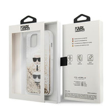 Заредете изображение във визуализатора на галерията – Karl Lagerfeld KLHCP13SKICGLD iPhone 13 mini 5,4" złoty/gold hardcase Liquid Glitter Karl&amp;Choupette Head - TopMag
