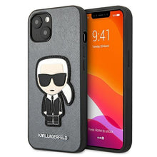 Заредете изображение във визуализатора на галерията – Karl Lagerfeld KLHCP13SOKPGiPhone 13 mini 5,4" srebrny/silver hardcase Saffiano Ikonik Karl`s Patch - TopMag
