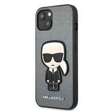 Заредете изображение във визуализатора на галерията – Karl Lagerfeld KLHCP13SOKPGiPhone 13 mini 5,4" srebrny/silver hardcase Saffiano Ikonik Karl`s Patch - TopMag
