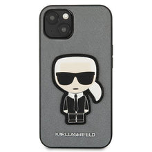 Заредете изображение във визуализатора на галерията – Karl Lagerfeld KLHCP13SOKPGiPhone 13 mini 5,4" srebrny/silver hardcase Saffiano Ikonik Karl`s Patch - TopMag
