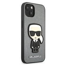 Заредете изображение във визуализатора на галерията – Karl Lagerfeld KLHCP13SOKPGiPhone 13 mini 5,4" srebrny/silver hardcase Saffiano Ikonik Karl`s Patch - TopMag
