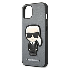 Заредете изображение във визуализатора на галерията – Karl Lagerfeld KLHCP13SOKPGiPhone 13 mini 5,4" srebrny/silver hardcase Saffiano Ikonik Karl`s Patch - TopMag
