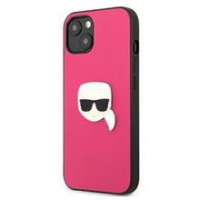 Заредете изображение във визуализатора на галерията – Karl Lagerfeld KLHCP13SPKMP iPhone 13 mini 5,4" różowy/pink hardcase Leather Ikonik Karl`s Head Metal - TopMag
