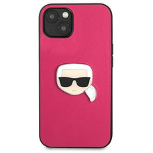 Заредете изображение във визуализатора на галерията – Karl Lagerfeld KLHCP13SPKMP iPhone 13 mini 5,4" różowy/pink hardcase Leather Ikonik Karl`s Head Metal - TopMag
