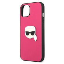 Заредете изображение във визуализатора на галерията – Karl Lagerfeld KLHCP13SPKMP iPhone 13 mini 5,4" różowy/pink hardcase Leather Ikonik Karl`s Head Metal - TopMag
