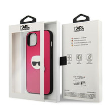 Заредете изображение във визуализатора на галерията – Karl Lagerfeld KLHCP13SPKMP iPhone 13 mini 5,4" różowy/pink hardcase Leather Ikonik Karl`s Head Metal - TopMag
