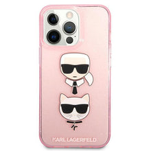 Заредете изображение във визуализатора на галерията – Karl Lagerfeld KLHCP13XKCTUGLP iPhone 13 Pro Max 6,7 &quot;pink / pink hardcase Glitter Karl`s &amp; Choupette - TopMag
