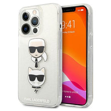 Заредете изображение във визуализатора на галерията – Karl Lagerfeld KLHCP13XKCTUGLS iPhone 13 Pro Max 6,7" srebrny/silver hardcase Glitter Karl`s &amp; Choupette - TopMag
