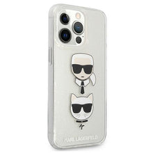 Заредете изображение във визуализатора на галерията – Karl Lagerfeld KLHCP13XKCTUGLS iPhone 13 Pro Max 6,7" srebrny/silver hardcase Glitter Karl`s &amp; Choupette - TopMag
