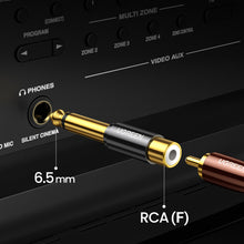 Заредете изображение във визуализатора на галерията – Ugreen 6.35mm jack adapter (male) to RCA (female) gold (AV169 80731) - TopMag
