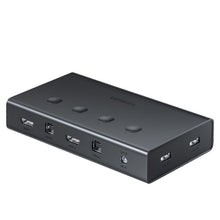 Заредете изображение във визуализатора на галерията – Ugreen KVM (Keyboard Video Mouse) switch 4 x 1 HDMI (female) 4 x USB (female) 4 x USB Type B (female) black (CM293) - TopMag
