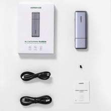 Заредете изображение във визуализатора на галерията – Ugreen housing M.2 NVMe / M.2 SATA SSD SSD USB 3.2 Gen 2 (10Gbps) gray + cable USB - USB Type C 0.5m + USB Type C - USB Type C 0.5m (CM389) cable - TopMag
