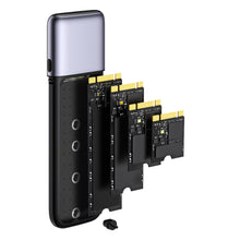 Заредете изображение във визуализатора на галерията – Ugreen housing M.2 NVMe / M.2 SATA SSD SSD USB 3.2 Gen 2 (10Gbps) gray + cable USB - USB Type C 0.5m + USB Type C - USB Type C 0.5m (CM389) cable - TopMag
