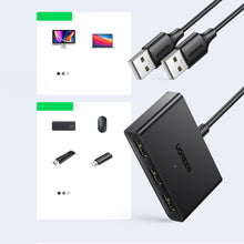 Заредете изображение във визуализатора на галерията – Ugreen switch adapter switch box USB 2 inputs - 3 outputs black (CM409) - TopMag
