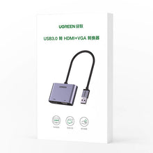 Заредете изображение във визуализатора на галерията – Ugreen USB converter adapter - HDMI 1.3 (1920 x 1080 @ 60Hz) + VGA 1.2 (1920 x 1080 @ 60Hz) gray (CM449) - TopMag
