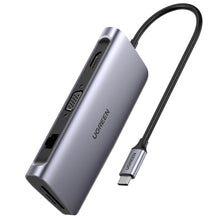 Заредете изображение във визуализатора на галерията – Ugreen 9in1 multifunctional HUB USB 3.2 Gen. 1 HDMI (4K @ 60Hz) VGA (Full HD @ 60Hz) Ethernet TF / SD PD card reader 100W USB Type C PD gray (CM179) - TopMag
