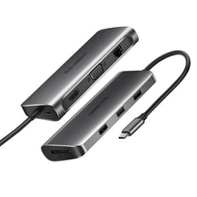 Заредете изображение във визуализатора на галерията – Ugreen 9in1 multifunctional HUB USB 3.2 Gen. 1 HDMI (4K @ 60Hz) VGA (Full HD @ 60Hz) Ethernet TF / SD PD card reader 100W USB Type C PD gray (CM179) - TopMag
