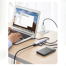 Заредете изображение във визуализатора на галерията – Ugreen multifunctional adapter HUB USB Type C - 3 x USB / Ethernet RJ-45 / USB Type C PD gray (CM475) - TopMag
